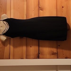 Black Knee Length Spaghetti Strap Dress, Metalic Accents, Size: Medium